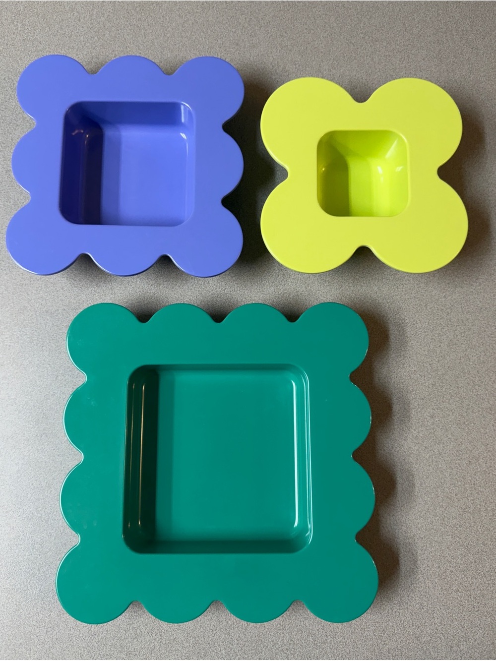 Tabitha Brown Scalloped Melamine Stacking Flower Snack Bowls - Blue, Green, Lime